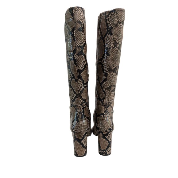 The Drop Boots Womens 8.5 Tan Snakeskin Knee High Tall Zip Faux Leather - Picture 3 of 6